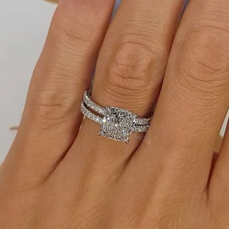 Bridal pudeformet 2-styks ringsæt | Hvidguld