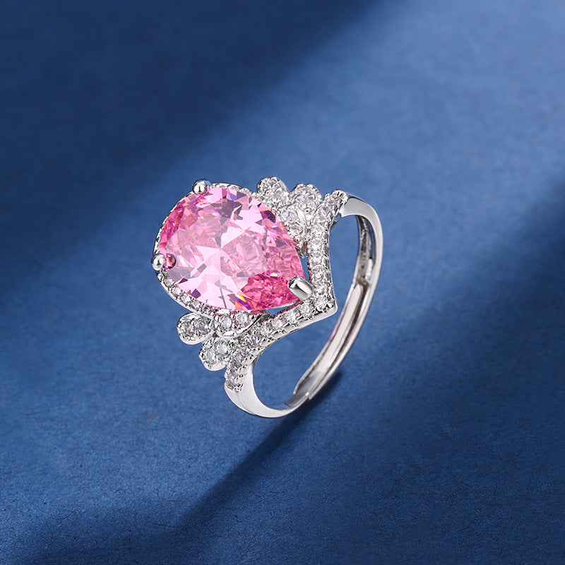 Aria dråbeformet pink sæt | Hvidguld