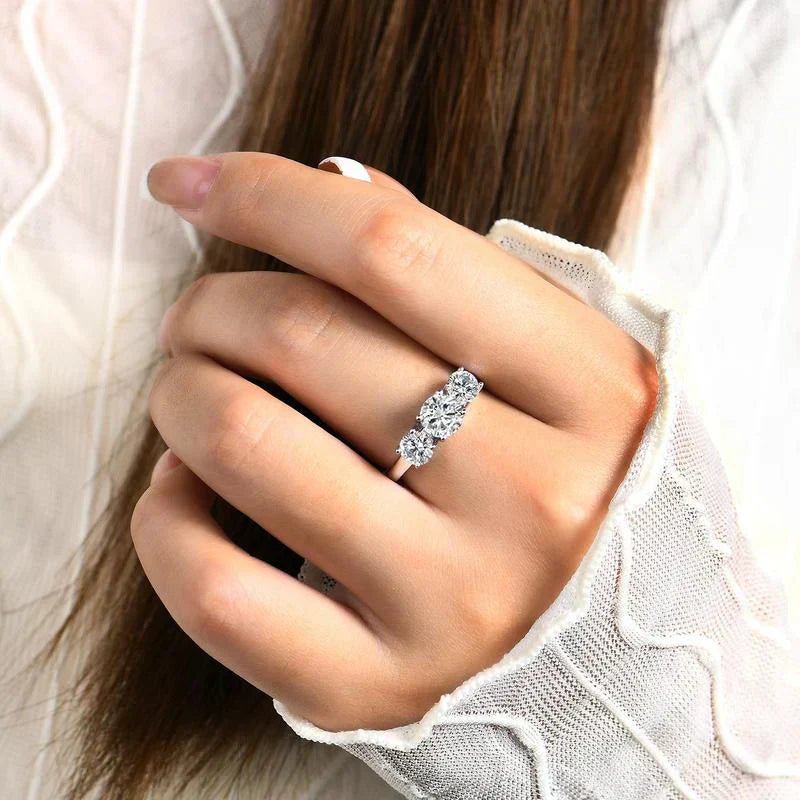 Clare trefaset stenring | Hvidguld