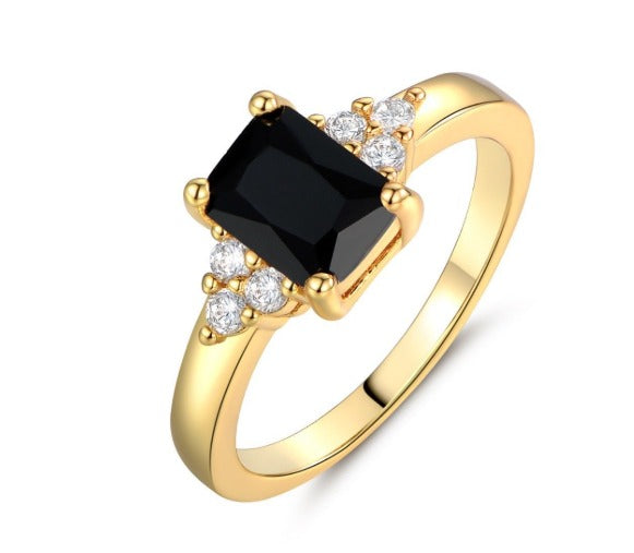 Sort Spinel Baguette-ring | Guld