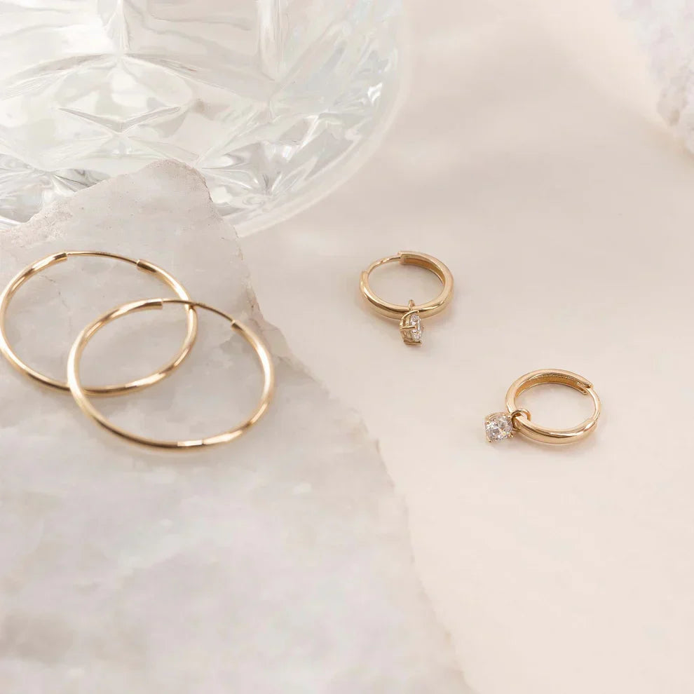Larmes sten-hoop øreringe | Guld